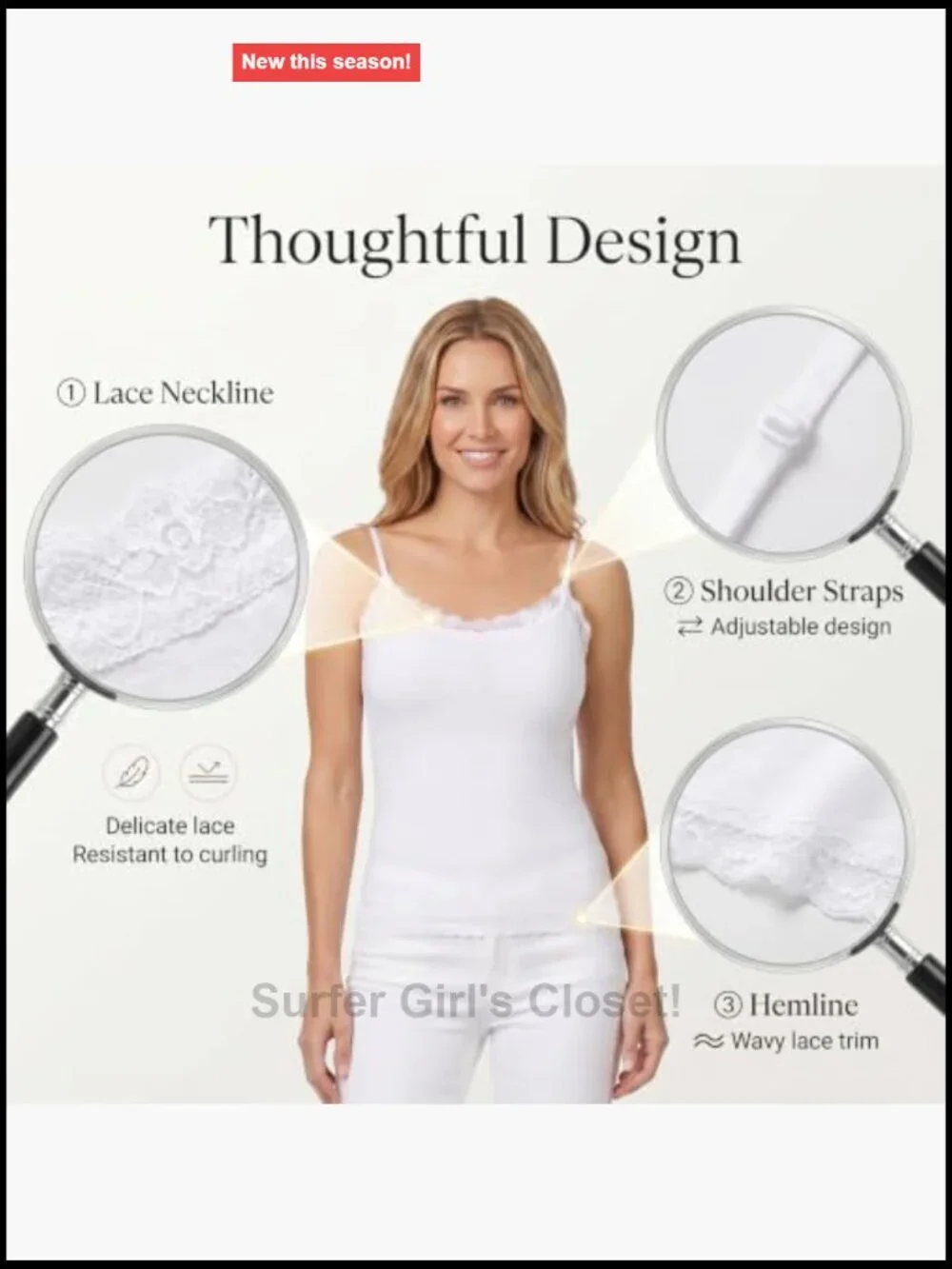 4 Pack Women's Lace Cotton Camisole Adjustable Spaghetti Strap Tank Top